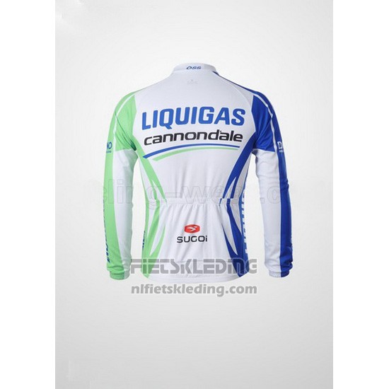 2011 Fietskleding Liquigas Cannondale Wit en Groen Lange Mouwen en Koersbroek